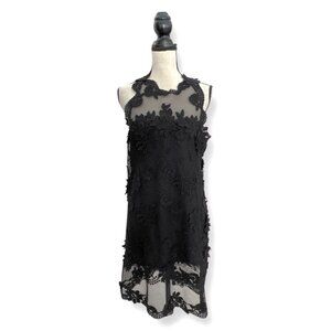 Ermanno Scervino black floral crochet cocktail dress size 44